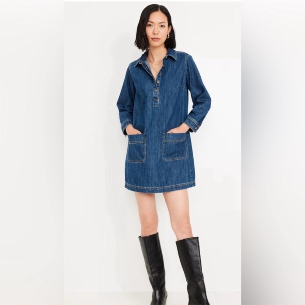Old Navy Denim Shirt Dress with Pockets